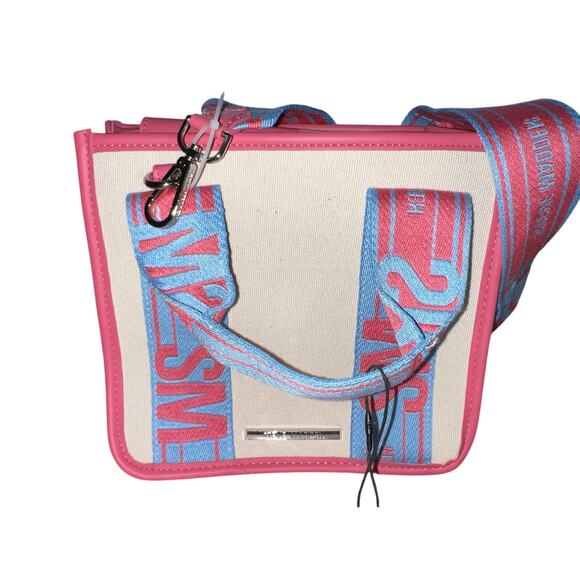 Steve Madden BWEBBER Satchel Crossbody Bag AirPods Case Blue Pink Multicolor NWT - Picture 1 of 13